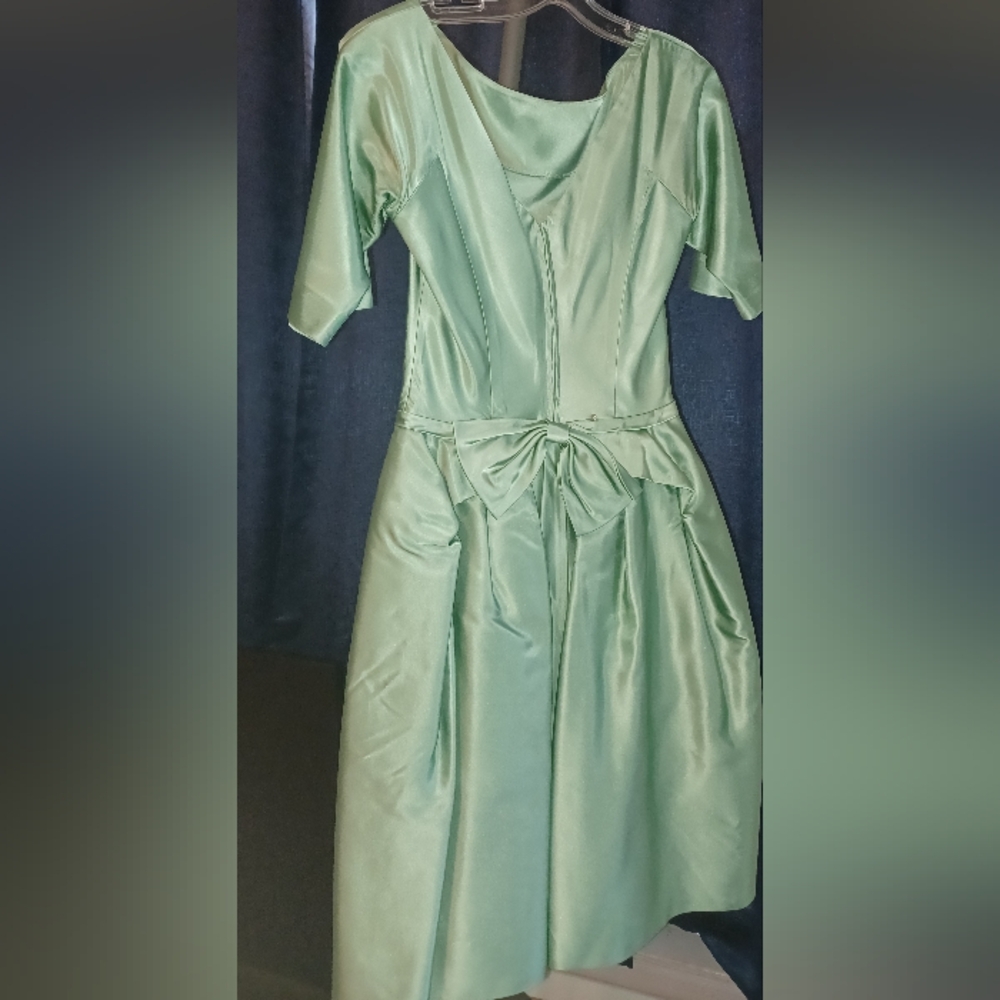 Vintage Green Satin Dress